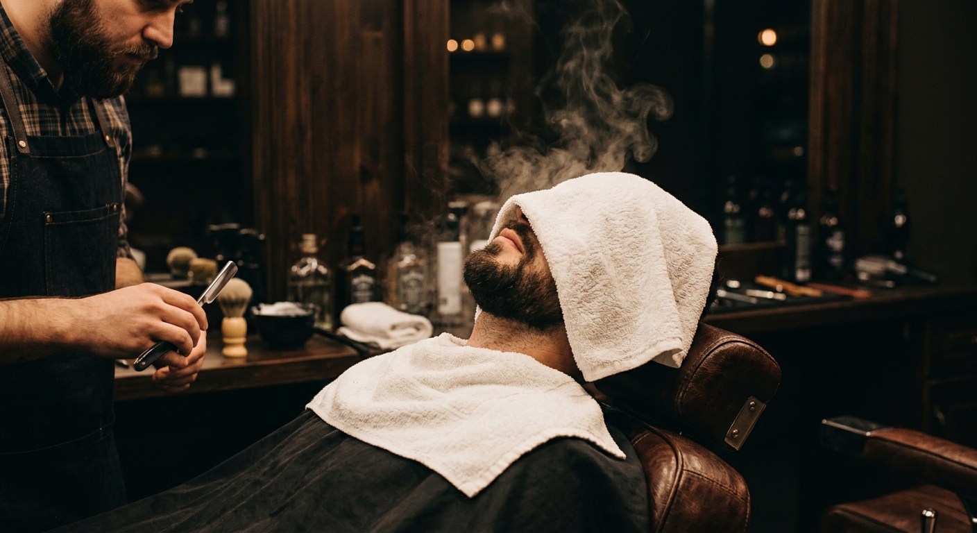 Hot towel straight-razor shave